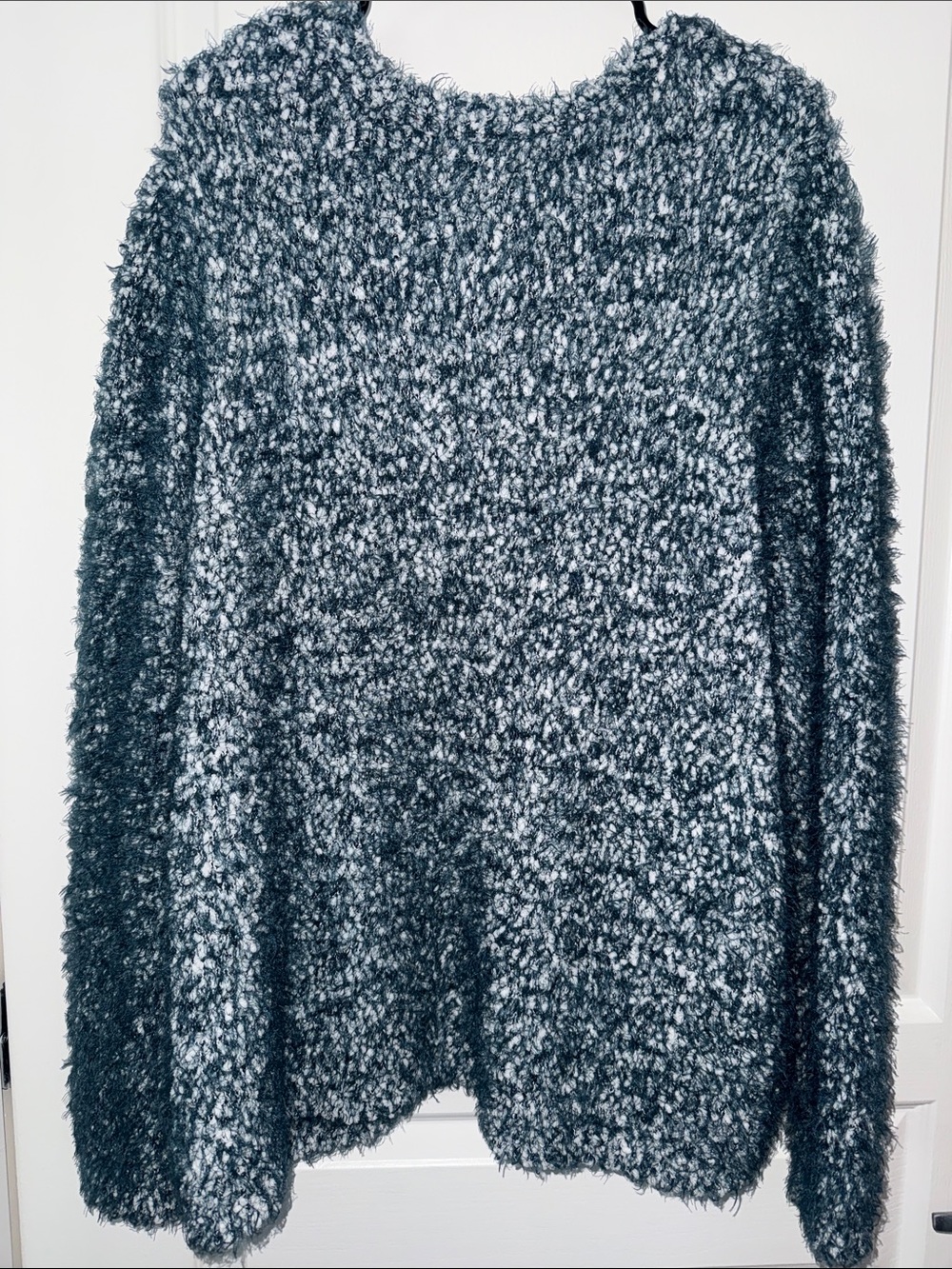 Falls Creek Marled Charcoal & White Fuzzy Crewneck Sweater - Picture 3 of 3